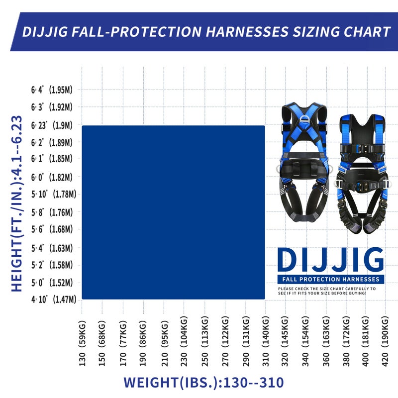 DIJJIG safety harness fall protection harness roofing harness construction harness construction harness fall protection safety harness lanyard arnes de seguridad para construccion ANSI/ASSP Compliant - Image 4